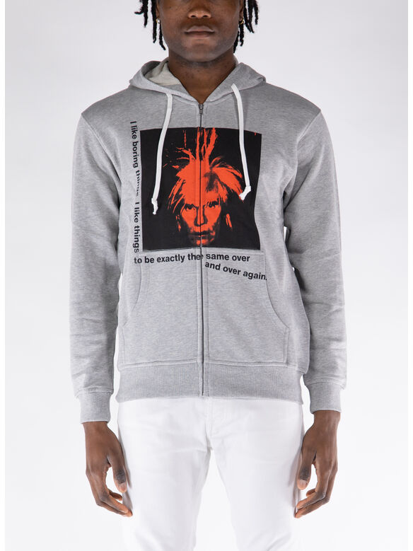 FELPA HOODIE FULL ZIP, TOP GREY, medium