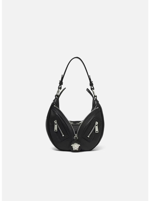 BORSA HOBO PICCOLA REPEAT, 1B00P NERO-PALLADIO LUCIDO, large