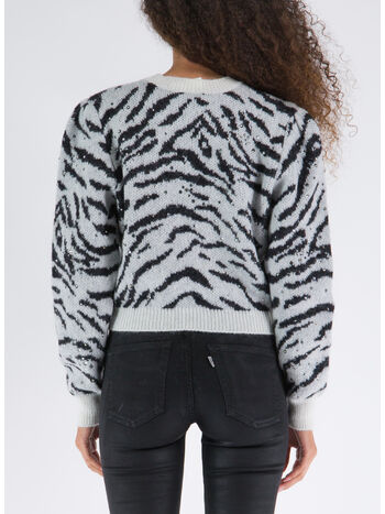 PULLOVER ZEBRA PATTERN ANIMALIER, 9001 WHITE, small