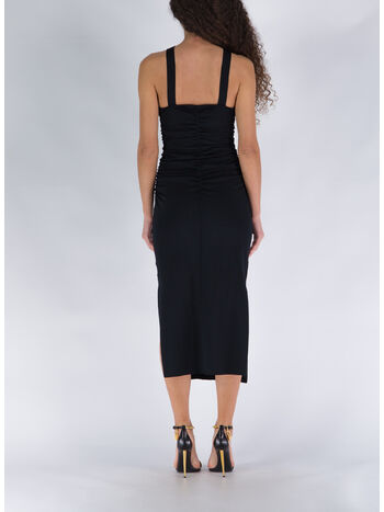 ABITO MIDI DARYA COMPACT RIB S/L RUCHED, BLACK, small