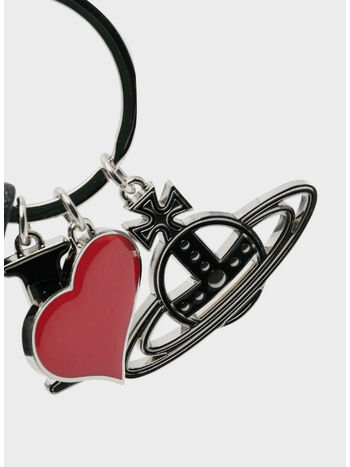 PORTACHIAVI SAFFIANO I LOVE ORB KEYRING, N401 BLACK, small