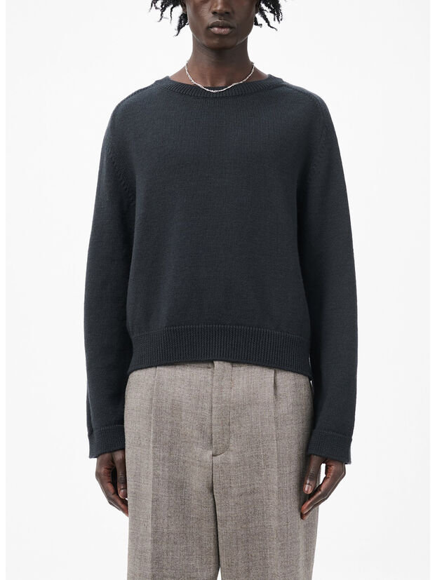 MAGLIONE GIROCOLLO TRUE ROUNDNECK, OFF BLACK RUSTIC MERINO, large
