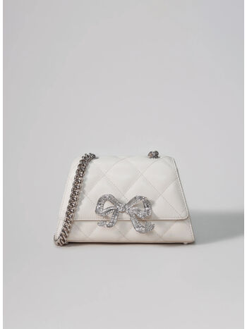 BORSA MINI QUILTED WITH BOW, CREAM, small