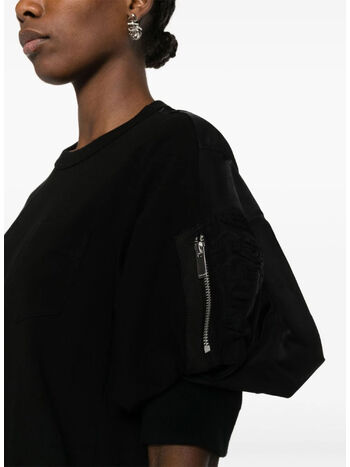 MAGLIA IN  NYLON TWILL COTTON, 001 BLACK, small