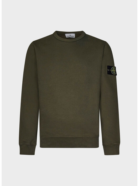 FELPA GIROCOLLO CON PATCH LOGO, V0054 VERDE MILITARE, medium