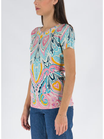T-SHIRT A MANICHE CORTE CON STAMPA ALL-OVER, 260 MULTICOLOR, small
