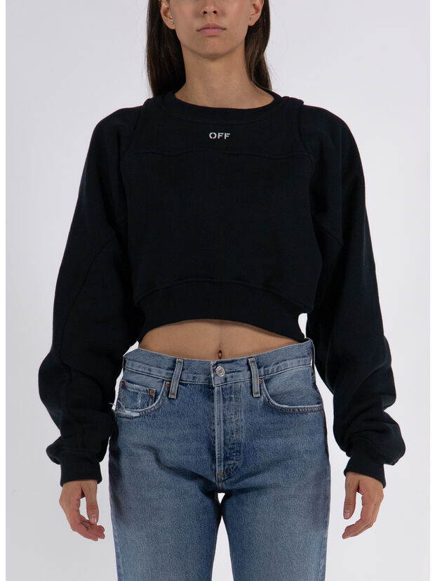 FELPA STAMPA OFF ROUND CROP CREWNECK, , large
