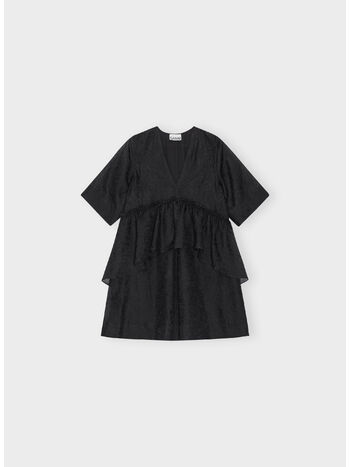 ABITO CRINKLED GEORGETTE FLOUNCE MINI, 099 BLACK, small