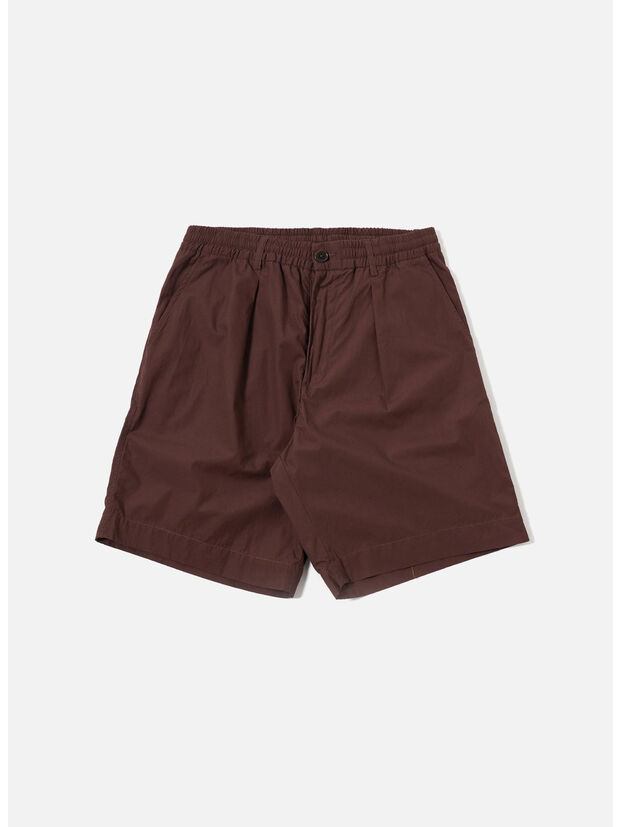 SHORT PEACHED POPLIN PLEATED TRACK, BROWN, large