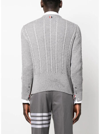 PULLOVER CABLE STITCH RELAXED CREWNECK, 055 LT GREY, small