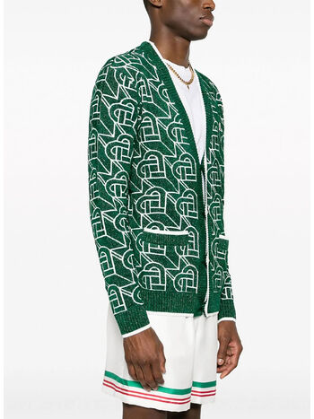 CARDIGAN HEART MONOGRAM, 01 GREEN/ WHITE, small