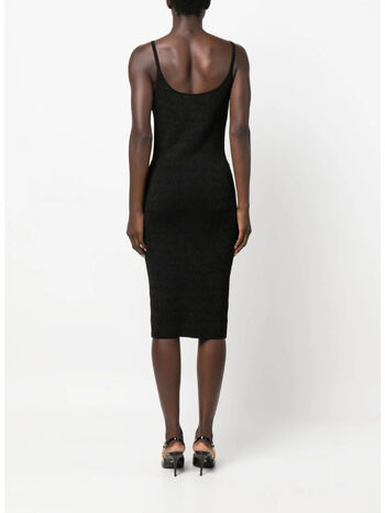 ABITO IN MAGLIA JACQUARD CROCODILE LUREX, 1B000 BLACK, small