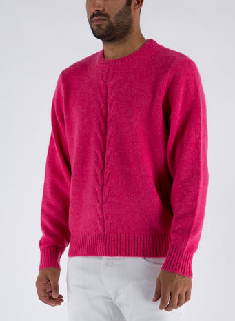 MAGLIONE DOUBLE CABLE, PINK, small