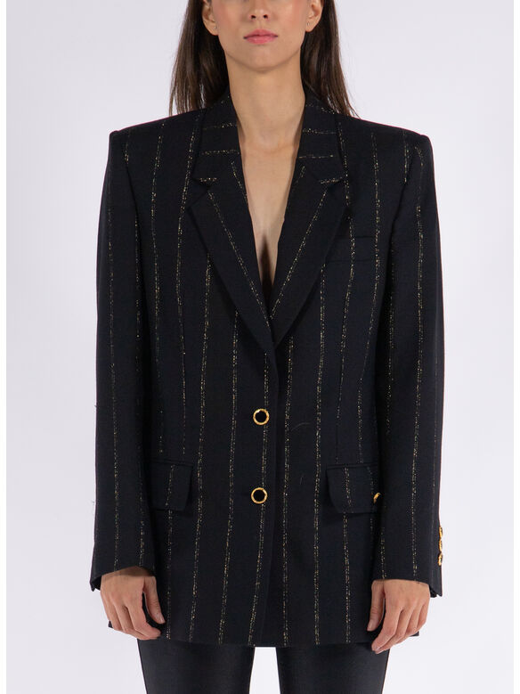 GIACCA OVERSIZED LIGHT WOOL LUREX, 0932 BLACK GOLD, medium