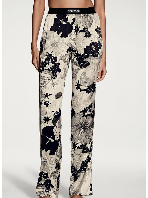 PANTALONE PJ GRAPHIC FLORAL, XECBL ECRU BLACK, large