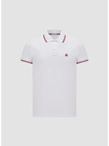 POLO A MANICHE CORTE CON LOGO RICAMATO, 001 WHITE, small