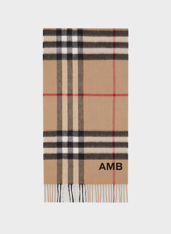 SCIARPA CLASSICA IN CASHMERE CON MOTIVO TARTAN, ARCHIVEBEIGE, small