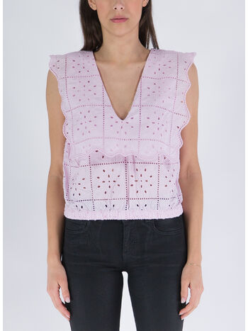 TOP BRODERIE ANGLAISE RHYTHM COLLAR, 545 PINK TULLE, small