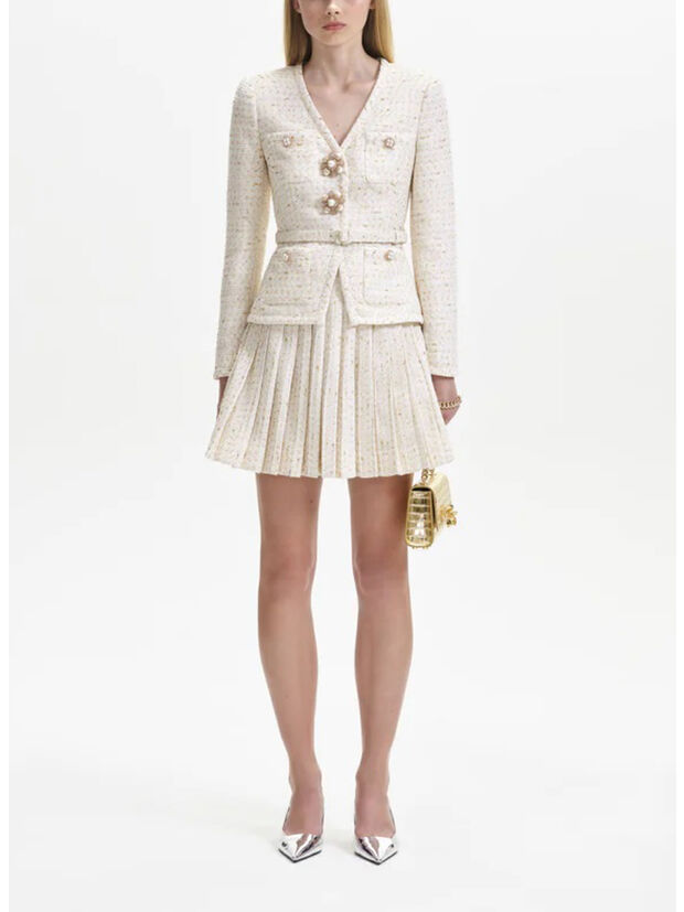 ABITO CREAM METALLIC BOUCLE MINI, CREAM, large