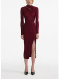 ABITO MIDI BURGUNDY CUT OUT RIB KNIT, BURGUNDY, thumb