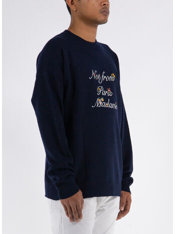 MAGLIONE SLOGAN A FLEURS, NY NAVY, small