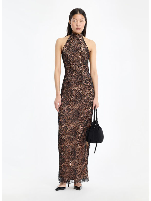 ABITO LACE HALTERNECK, 100 BLACK, large