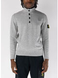 MAGLIONE CON ZIP CORTA LAMBWOOL E DETTAGLI IN FELTRO, V0M64 MELANGE GREY, thumb