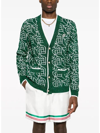 CARDIGAN HEART MONOGRAM, 01 GREEN/ WHITE, small