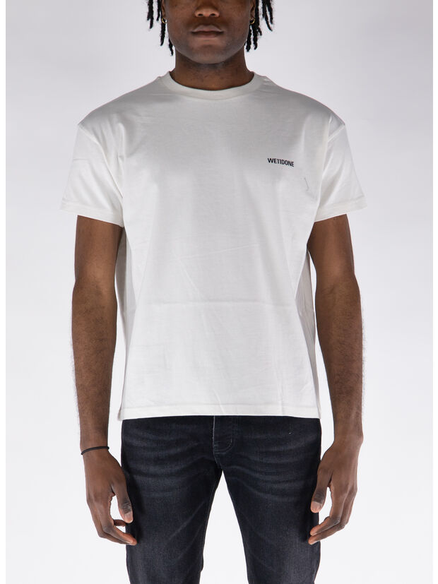 T-SHIRT GIROCOLLO CON MINI LOGO, IVORY, large