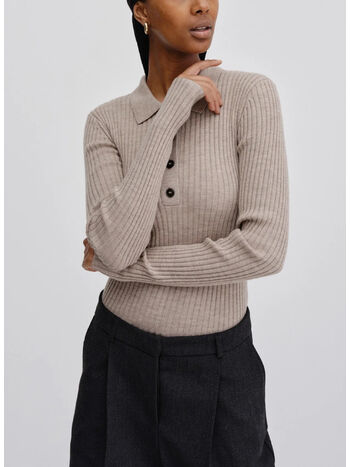PULLOVER CADEE BLOUSE MERINO, CHAMPAGNE, small