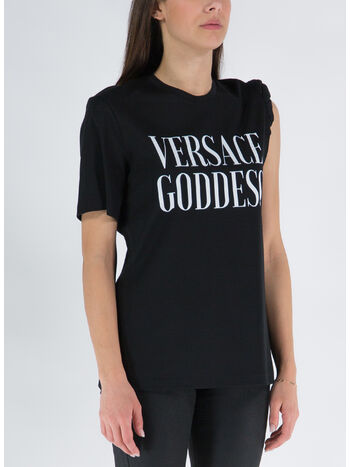 T-SHIRT STAMPA GODDES, 1B000 NERO, small