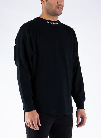 T-SHIRT IN COTONE CON STAMPA LOGO, 1001BLACKWHITE, small
