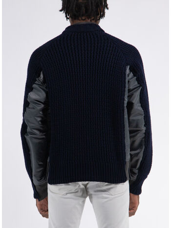 GIACCA NYLON TWILL MIX BLOUSON, 331 C/GRAY&times;NAVY, small