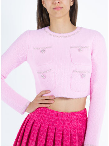 PULLOVER PINK SOFT KNIT CROP, PINK, small