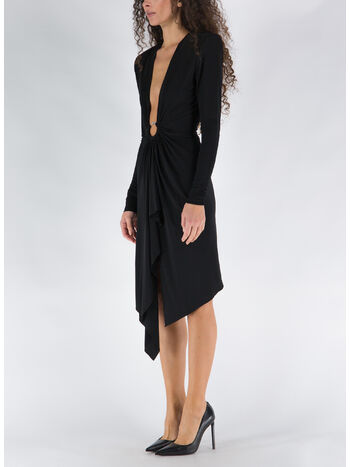 ABITO V-NECK MINI DRESS, BLACK, small
