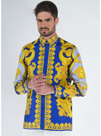 CAMICIA IN SETA, 5U670 NAVY COBALT GOLD, small