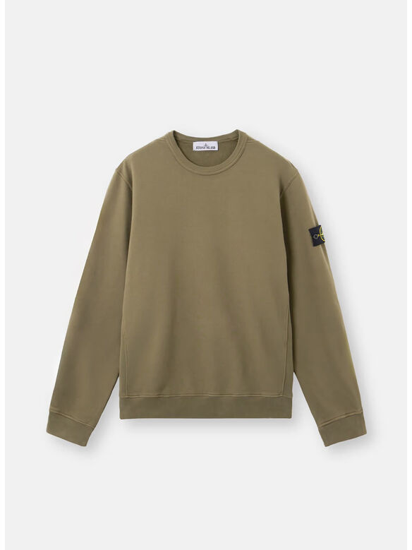 FELPA GIROCOLLO BRUSHED ORGANIC COTTON FLEECE, V0054 MILITARY GREEN, medium