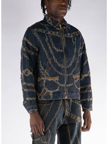 GIACCA FULL ZIP DESTROYED CHAIN, GLD GOLD, small