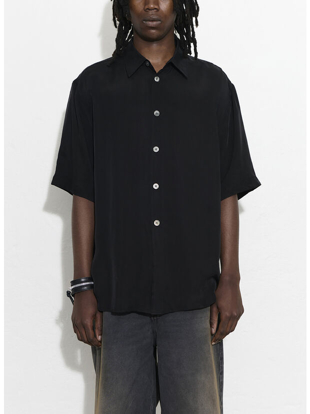 CAMICIA BEYOND SHIRT SHORTSLEEVE, Char Black Dustveil Cupro, large