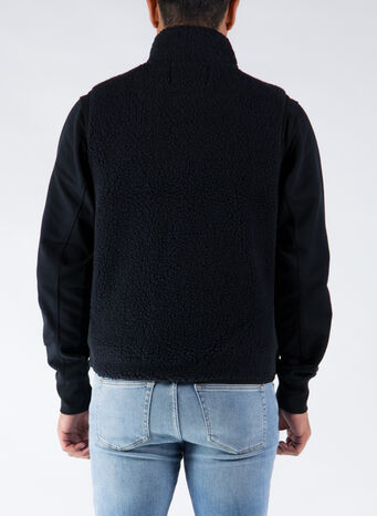 SMANICATO BLOCK SHERPA VEST, BLACK, small