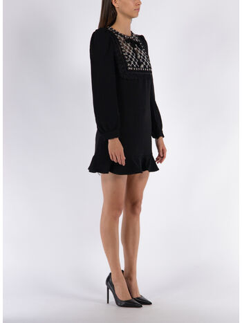 ABITO CORTO CREPE DE CHINE, BLACK, small
