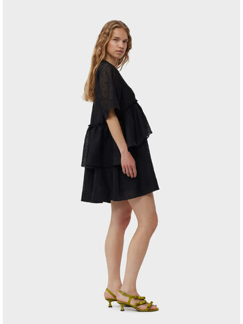 ABITO CRINKLED GEORGETTE FLOUNCE MINI, 099 BLACK, small