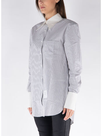 CAMICIA A RIGHE CON COLLO A PUNTA INGRANDITO, 035 MED GREY, small