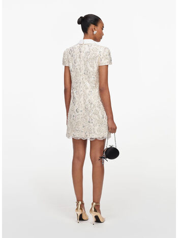 MINI ABITO SEQUIN EMBELLISHED, CREAM, small