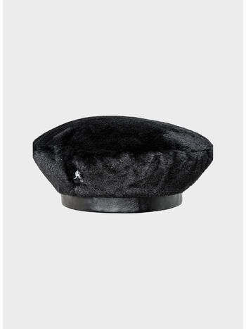 CAPPELLO FAUX FUR BERET UNISEX, SB002 SOLID BLACK, small