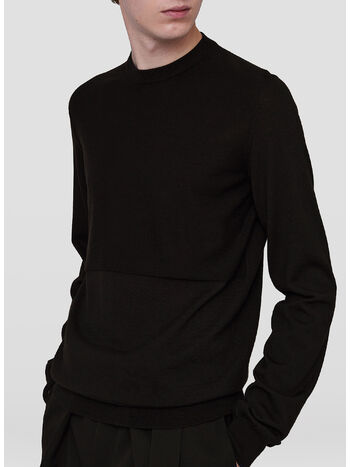 PULLOVER EXTRA FINE MERINO CREW NECK, 001 BLACK, small