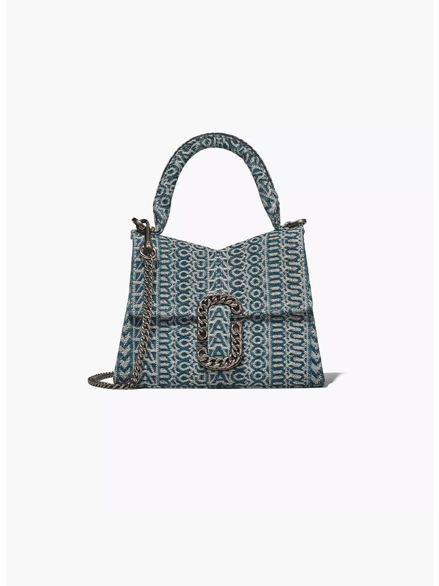 BORSA MINI TOP HANDLE THE WASHED MONOGRAM DENIM ST. MARC, 473 SUN FADED DENIM, large