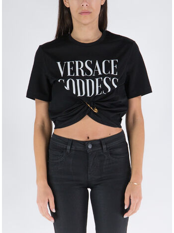 T-SHIRT SAFETY PIN VERSACE GODDESS, 1B000 NERO, small