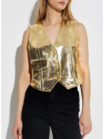 GILET IN DEMIN CON LAMINA D'ORO, , small