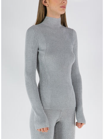 MAGLIONE PULLOVER LIGHT REFLECTIVE RIB SKIVVY, SILVER, small